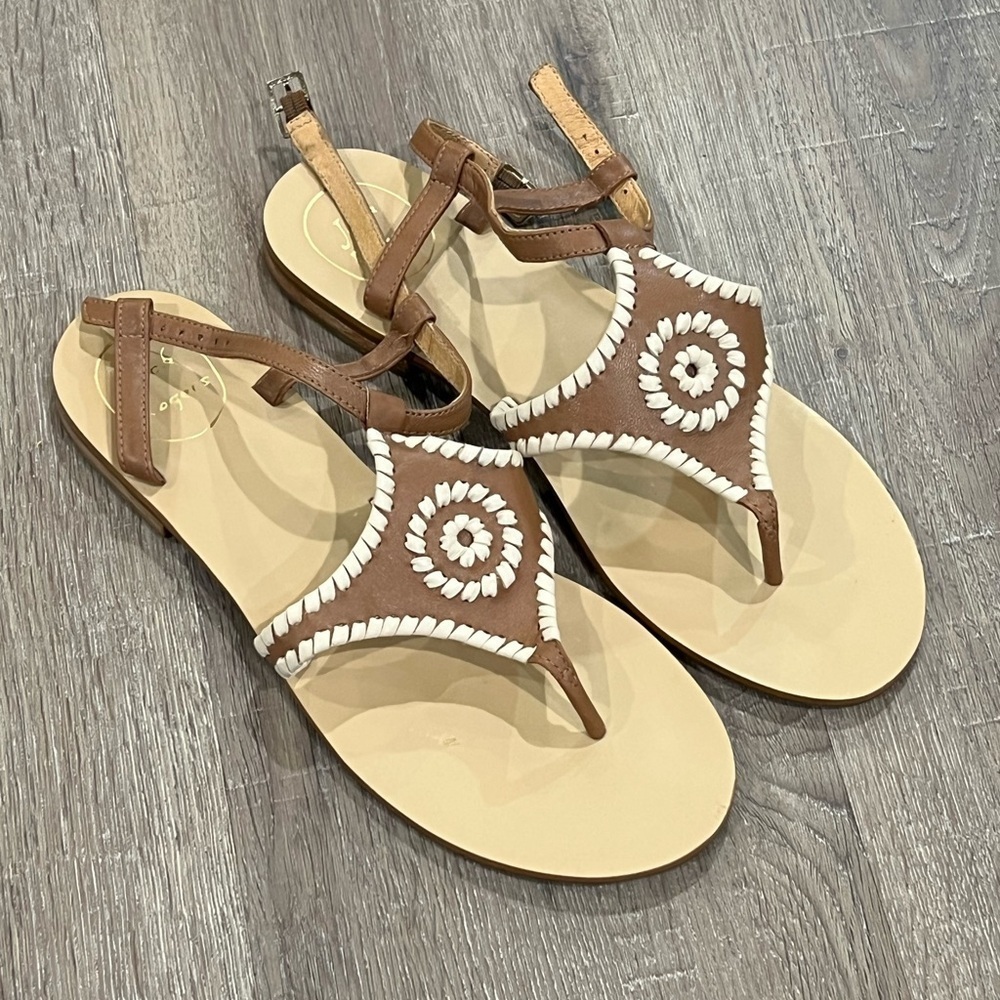 Women’s Size 8.5M Jack Rogers Maci Leather Sandal Beaded Used Few Times EUC